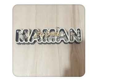Décoration Maman Fête des Mères - Mot Maman Multicouche au Design Floral - Douce gravure