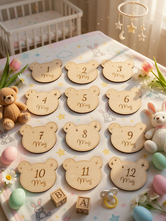 Cartes Étapes Bébé Personnalisables – 1 Mois à 1 An