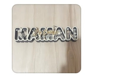 Mot Maman Multicouche Design Floral – Cadeau Fête des Mères