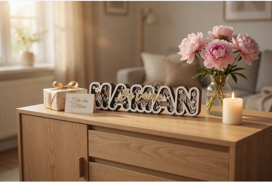 Mot Maman Multicouche Design Floral – Cadeau Fête des Mères