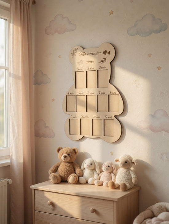 Cadre Ourson Personnalisable – Première Année de Bébé