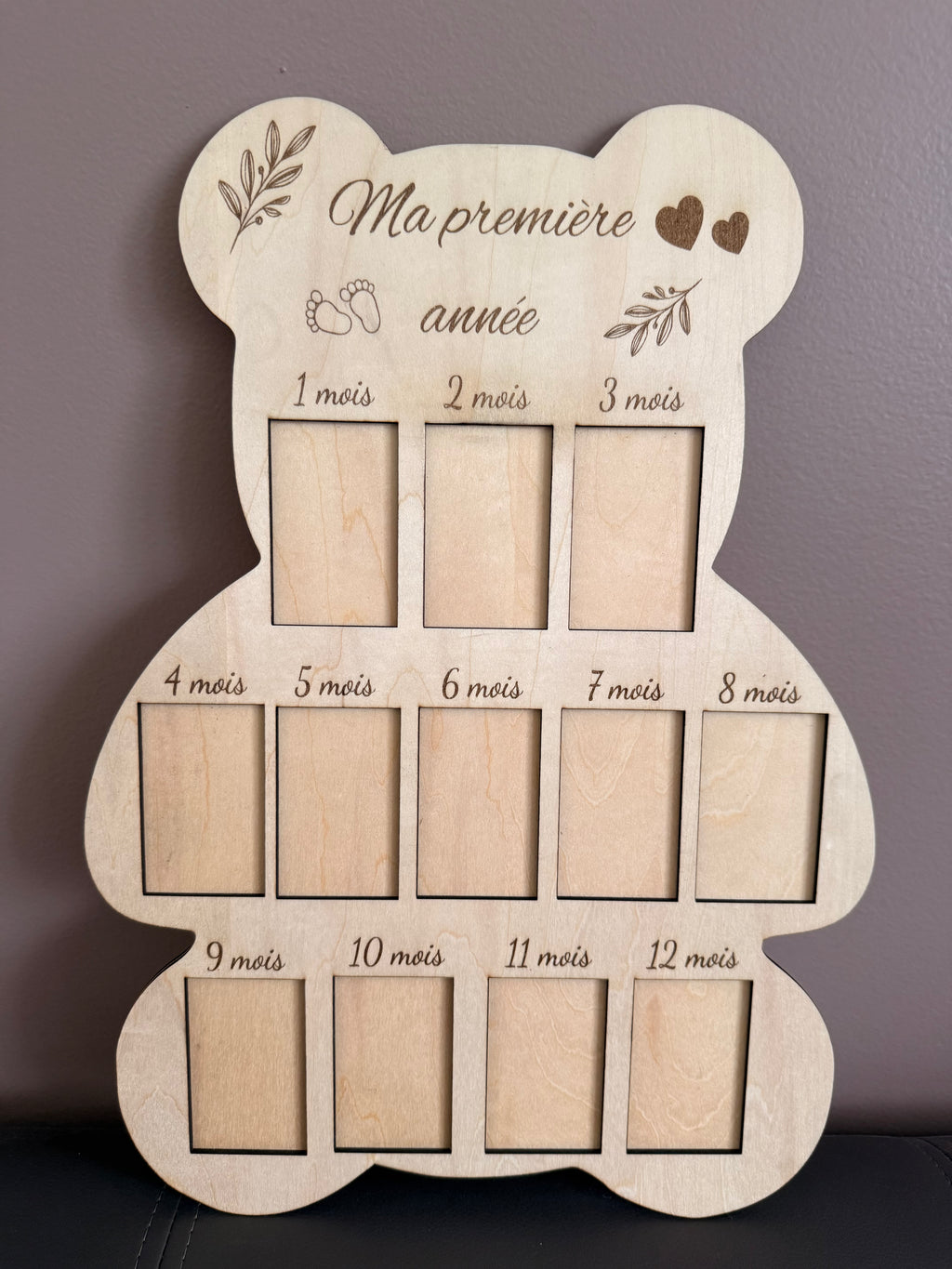 Cadre Ourson Personnalisable – Première Année de Bébé