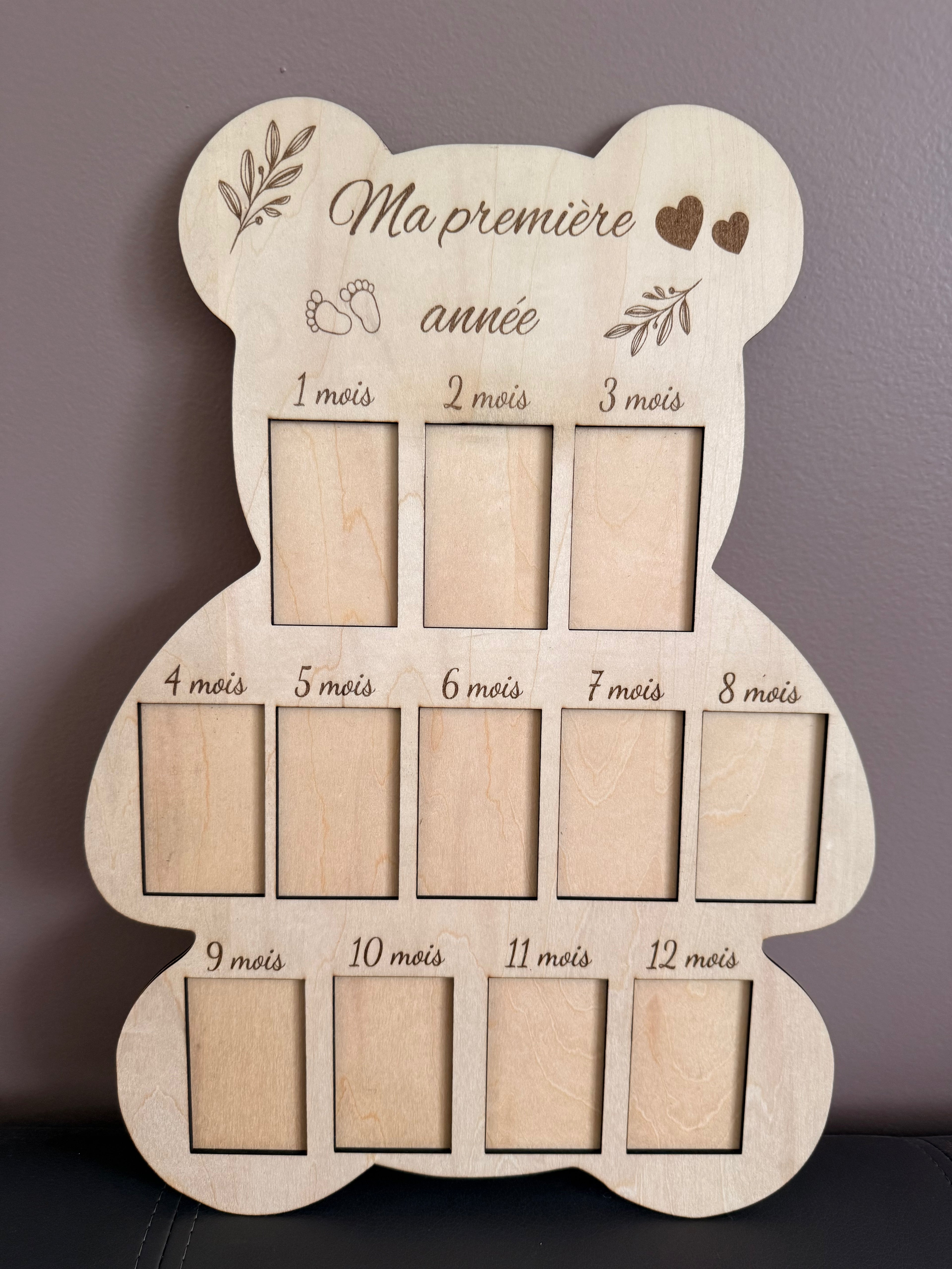 Cadre Ourson Personnalisable – Première Année de Bébé